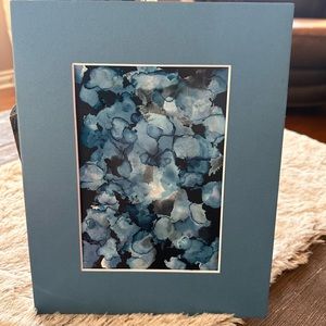 Hand crafted original abstract blue alcohol ink wall decor painting